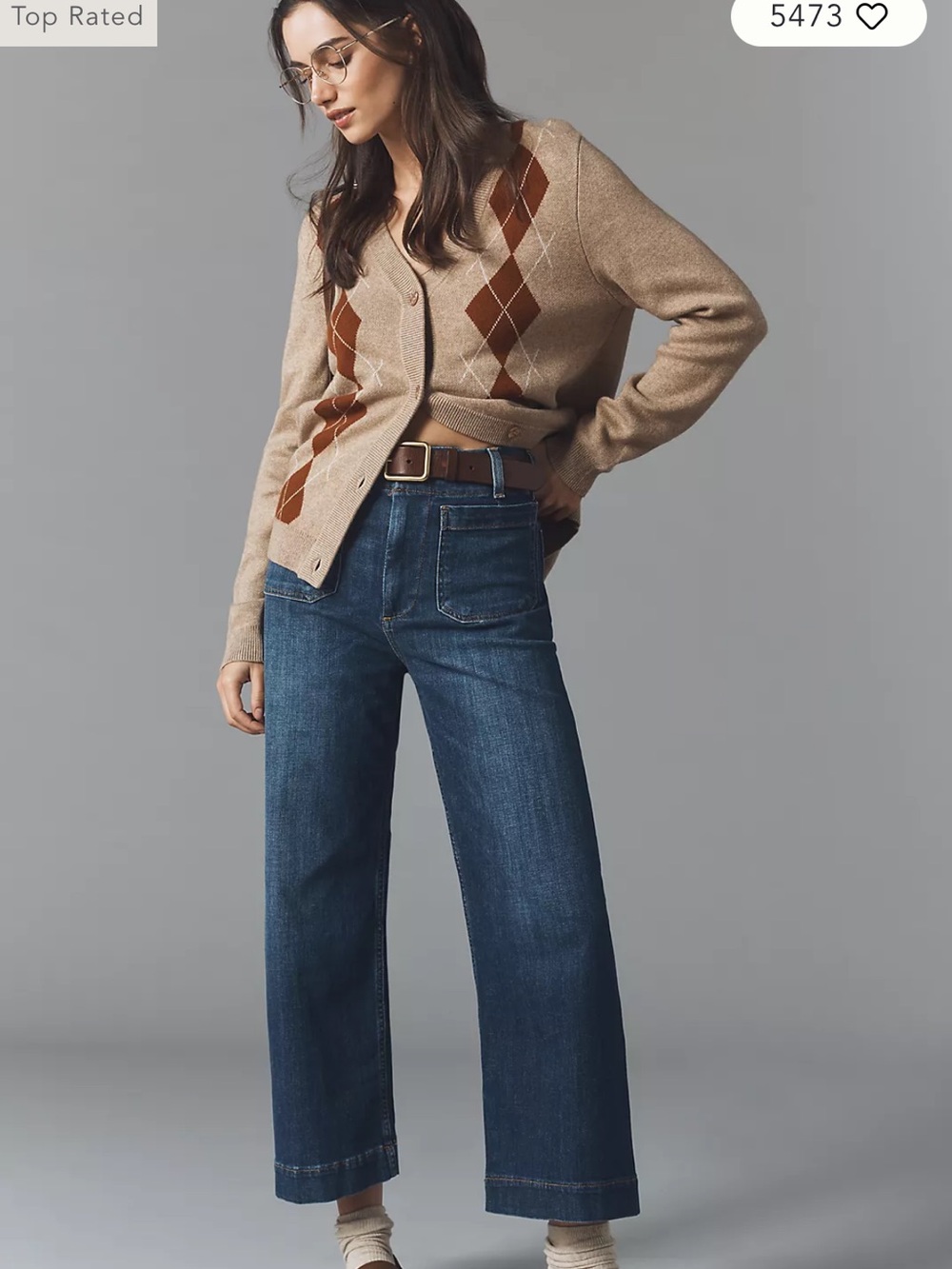Maeve Wide-Leg Dark Blue Denim Jeans